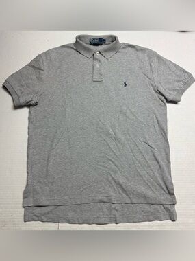 Vintage Polo Ralph Lauren Long Tail/ Tennis Tail Polo Shirt In Gray Sz: S